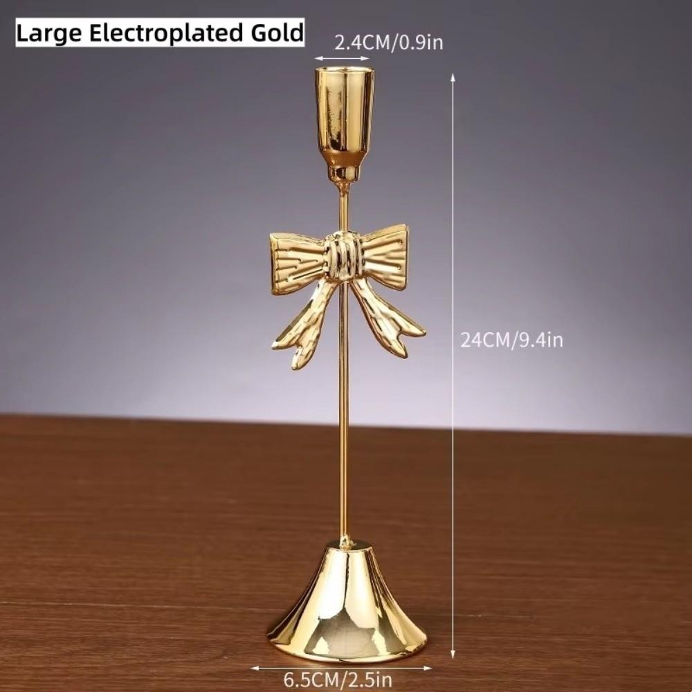 Iron Candlestick Golden Taper Candle Stands Classic Bow Candle Holder  For Wedding/Table Decor