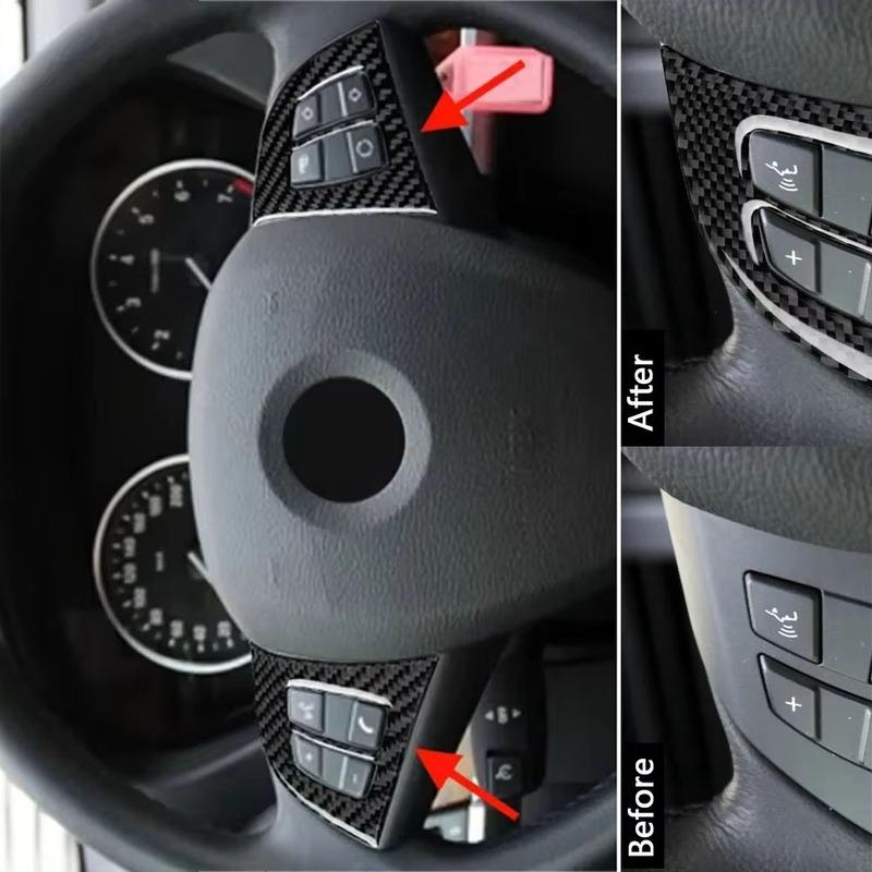 New Car Interior Accessories Carbon Fiber Steering Wheel Button Frame Trim For BMW X5 E70 2010 2011 2012 2013 Car Accessories