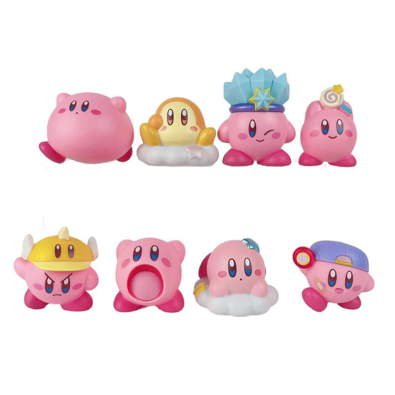 

Mini 8pcs Kirby Figure Set Car Doll Cake Baking Ornament Anime Models Gifts Kids Yellow Hat
