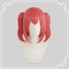 Heat-resistant cosplay wig, red, twin tails with bun, short hair, perfect for events, Christmas, or costumes + 2 bonus items