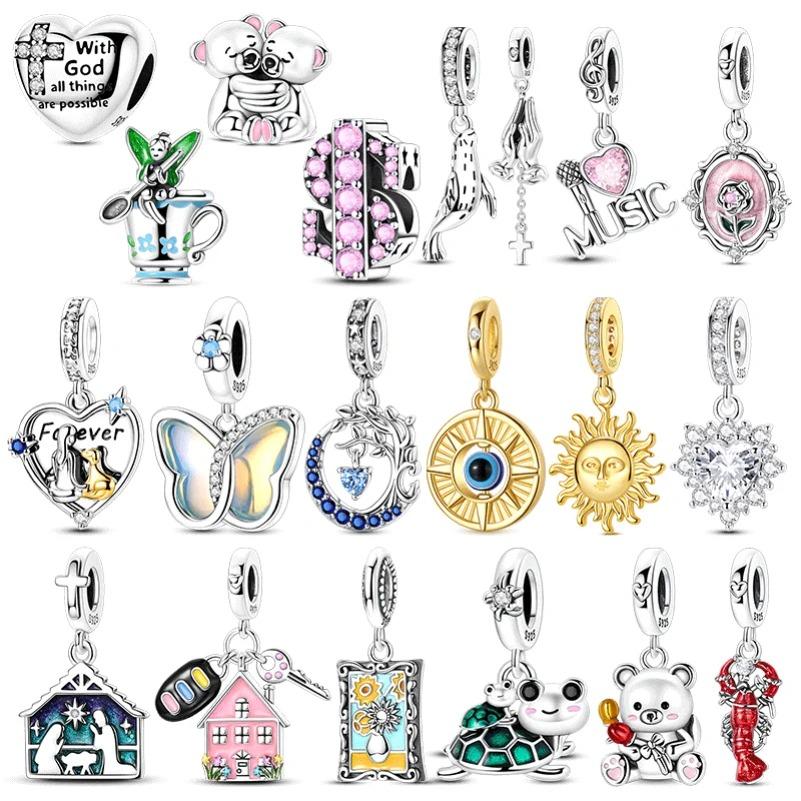 Copper Green Turtle Charms Bead Inlaid Zirconium Golden Sun Pendants Fit Original Bracelet Jewelry Gift Marking