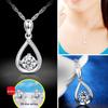 Korean Rhinestone Teardrop Pendant Necklace - Elegant Silver Clavicle Chain for Women