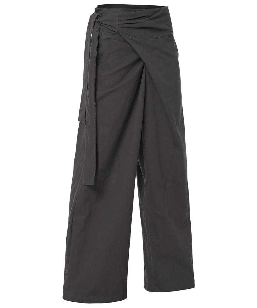 Peulleeoeob Layered Wrap Trousers (Fl-255_Charcoal)