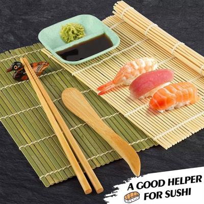 Kit de fabrication de sushis Outils à sushis japonais Kit de rouleau tout-en-un avec natte de bambou pour rouler Outil de boules de riz DIY Cadeau pour les amateurs de sushis