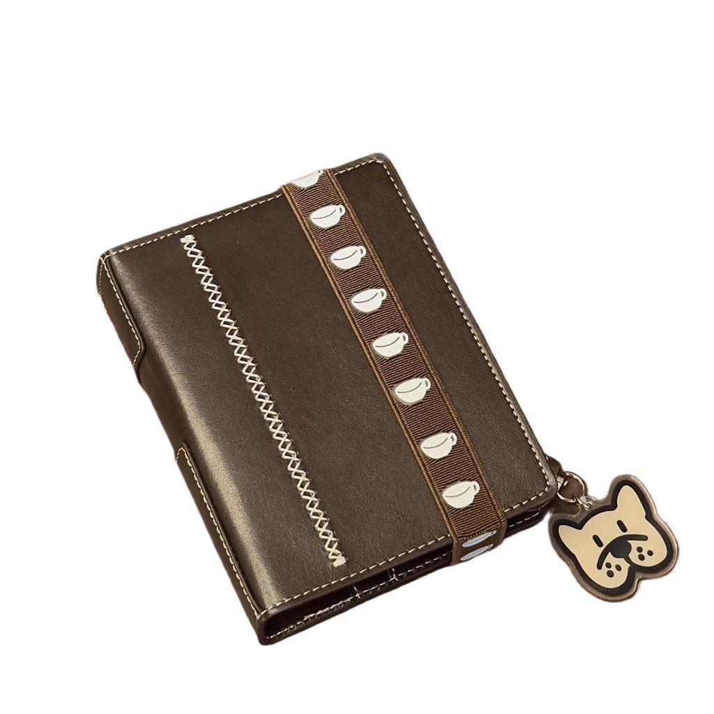 French Dark Chocolate Latte A7 Double Ring Planner - Elegant Detachable Thickened Loose-Leaf DIY Life Book