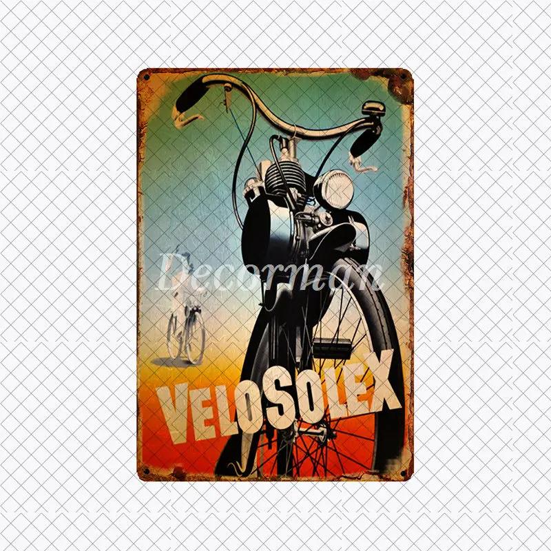 [ DecorMan ] VELO SOLEX France Bike Metal SIGN Custom Wall Poser iron Painting PUB Room Bar Hotel Decor LTA-2033