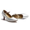 Leather Modern Dance Shoes for Women Soft Rubber Sole Party Ballroom Dancing Shoes Heel 7CM Close Toe
