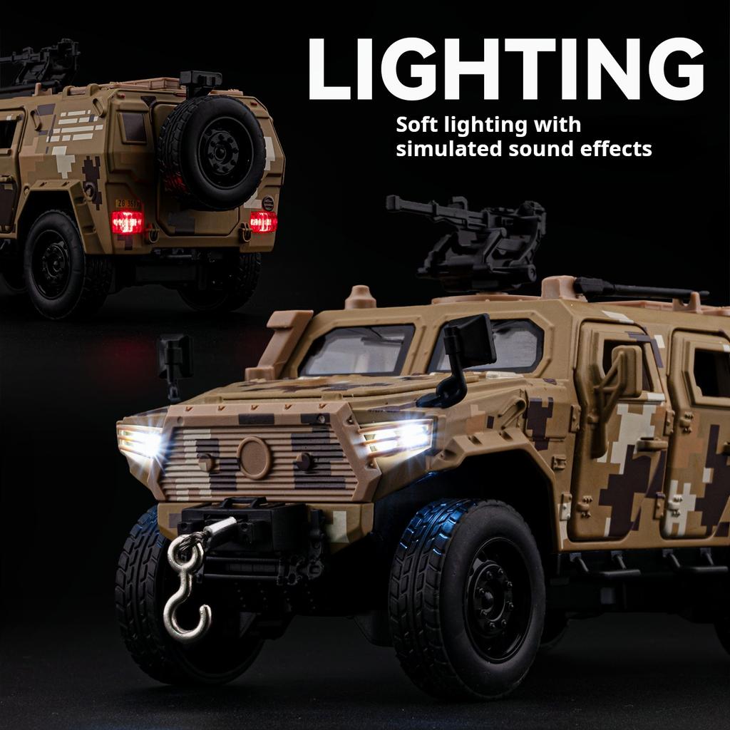 1/32 Dongfeng Mengshi Simulationslegierung Militärisches Geländepanzerfahrzeug Modell Pull-Back Sammlerstück Schreibtischornament