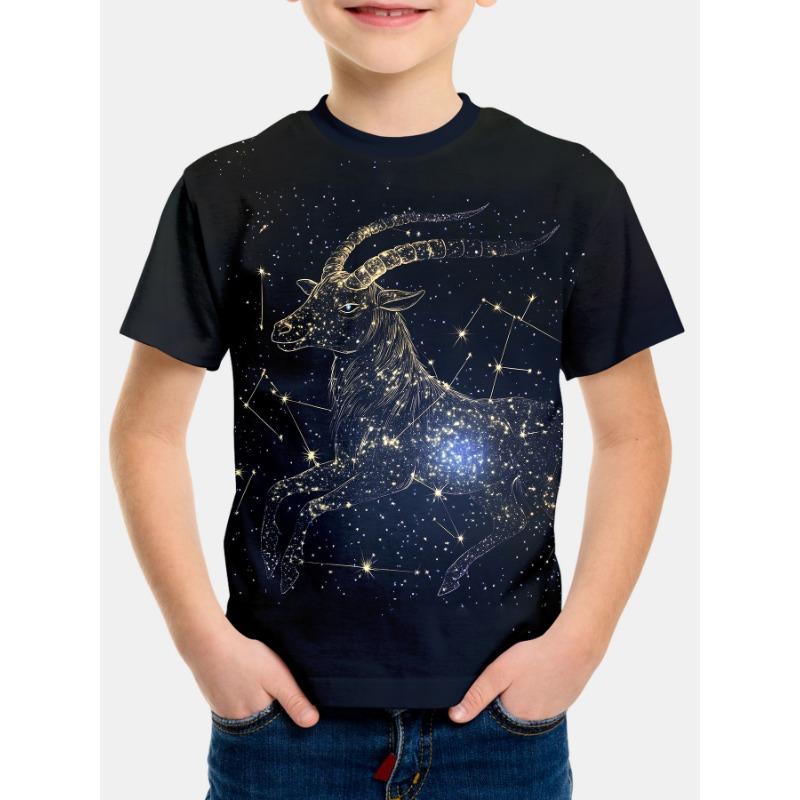 Summer Round Neck 3D Cartoon Pattern Printed T-shirts Fashionable Casual Short Sleeved Children's Boy T-shirts