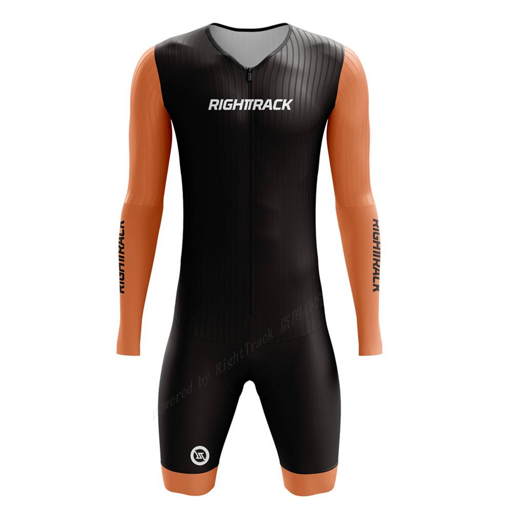 Righttrack Sport Herren Radsport-Einteiler Performance Langarm Schnelltrocknend UV-Schutz Speedsuit Trisuit Rennrad MTB Bekleidung