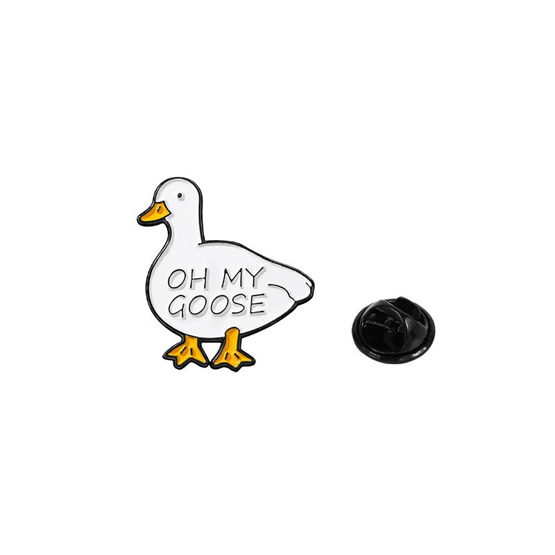 4 Styles Funny Phrase Goose Design Enamel Brooches Letter Choose Violence Certified Silly Duck Pins Goose Language Badge