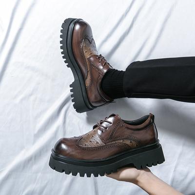 Herren Leder Freizeit Handgefertigte Schuhe Plateau Slipper Schnürschuhe Hohe Qualität Grün Dicke Sohle Oxford Schuhe Hochzeitsschuhe