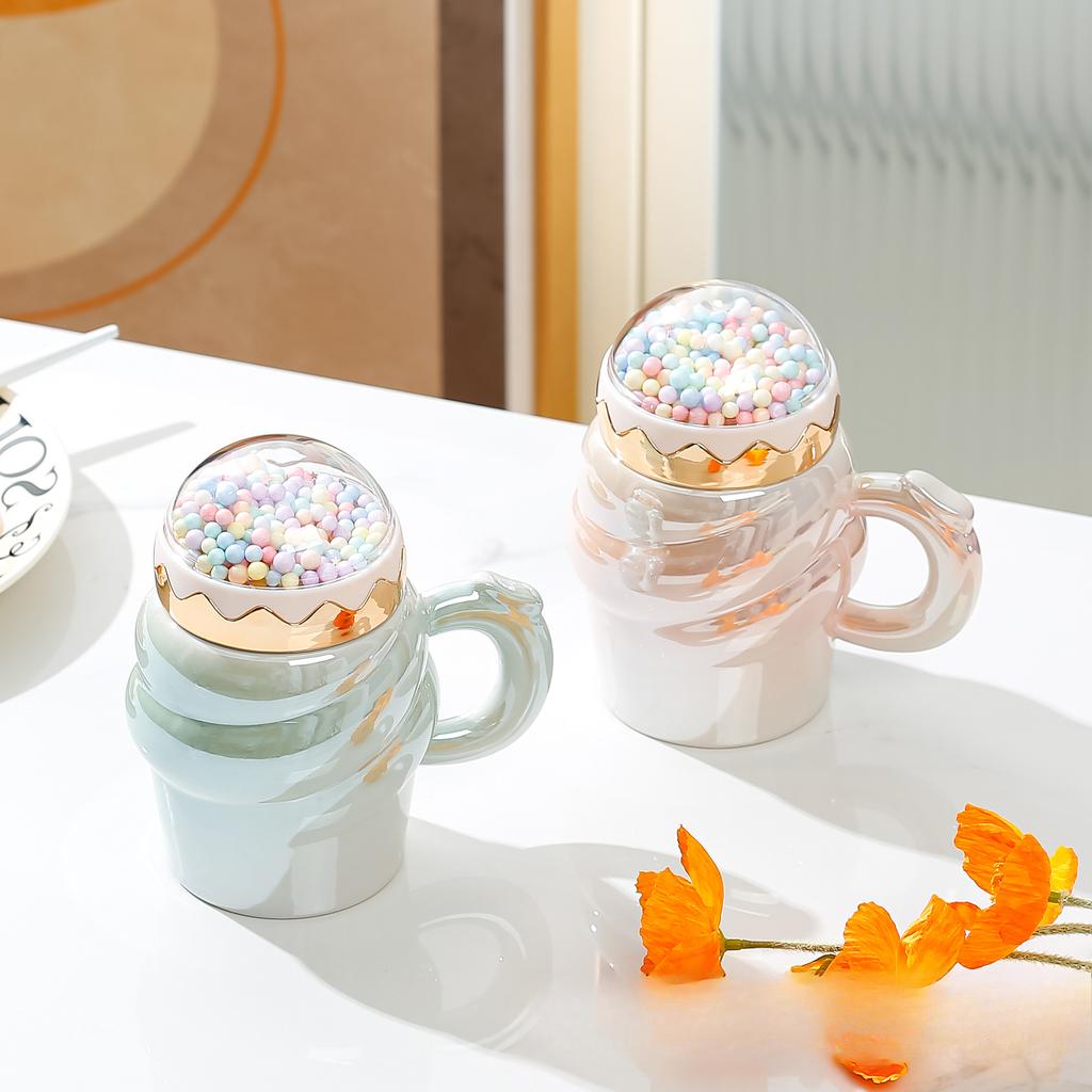 Creative Ice Cream Mug High Value Ceramic Cup Household Water Cup Office Coffee Cup Event Gift