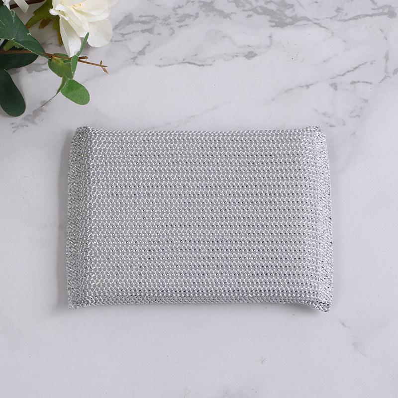 4-Piece Kitchenware Cleaning Set: Silver Dishwashing Brush, Pot & Bowl Brush, White Cleaning Cloth