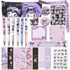 Cartoon Kawaii Set Including Bookmarks Pens Card Holders with Lanyard Sticky Note Ruler Stickers Button Badges Keychain