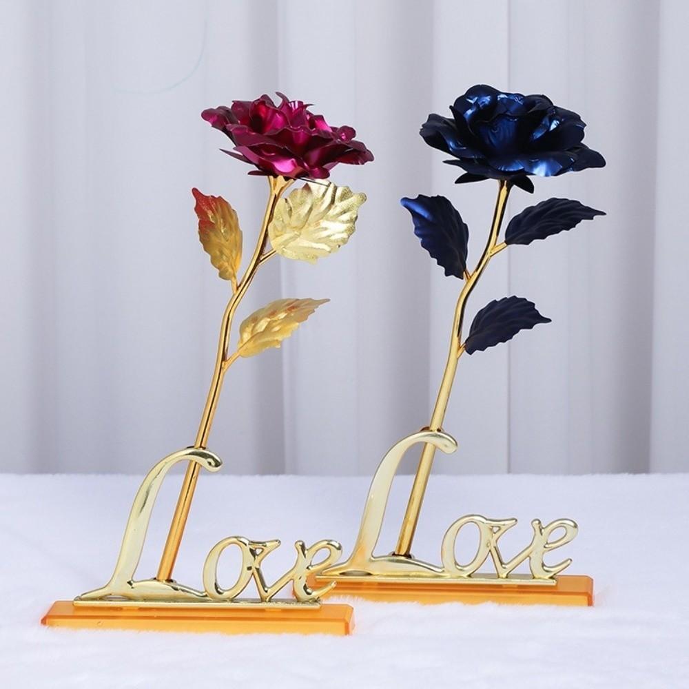 Long Stem Gold Foil Rose Flower Romantic Rose Flower Gift Box Birthday Present