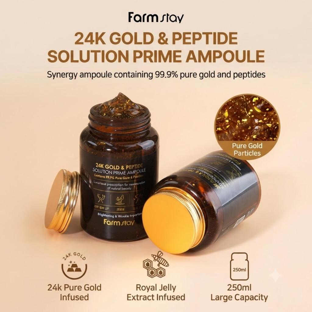 Farmstay 24K Gold & Peptide Solution Prime Ampoule 250ml