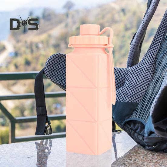 Silicone Foldable Water Bottle 610ml Leakproof Collapsible Water Bottle for Travel Camping Hiking Sports Outdoor BPA Free Portable Reusable Water Cup