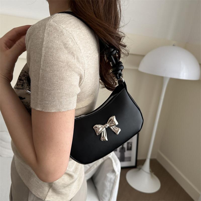 Trendy Pu Material Women's Bowknot Underarm Bag Chic Summer Shoulder Purse