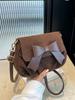 Exquisite Bow One Shoulder Bags for Women Autumn New Faux Suede Small Handbags French Retro Trendy Mini Crossbody Bag