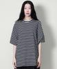 Deumakeu Loose Fit French Half Sleeve Stripe