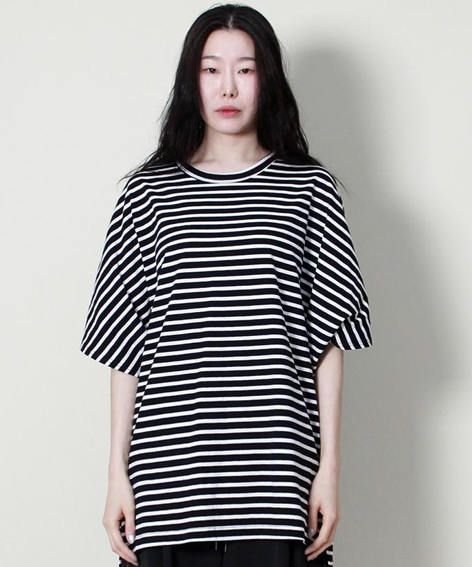 Deumakeu Loose Fit French Half Sleeve Stripe