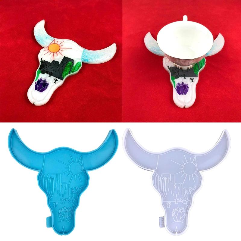 Animal for Head Silicone Mold Wall Pendant Decor Resin Casting Mold Bull for Head Coaster Epoxy Casting Mold Home Decor