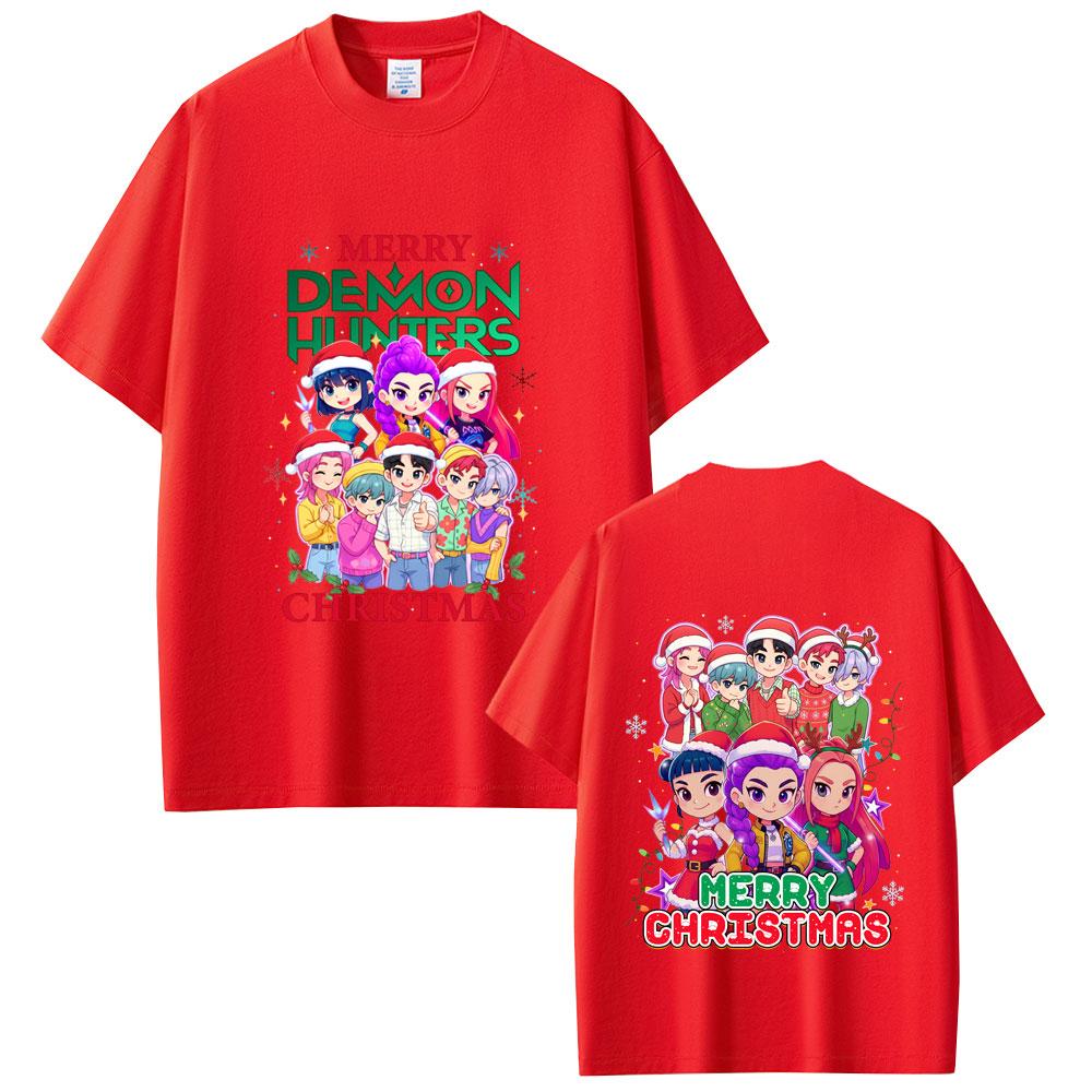 Kpop Demon Hunters Christmas Cartoon Children's 3D Printed Casual Short Sleeve Summer Comfortable Soft Children's T-Shirt