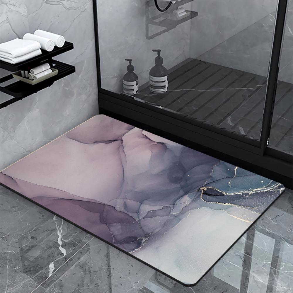 Simple Printing Bathroom Thickening Mat Bath Non-slip Carpets In Wash Basin Bathtub Side Floor Rug Shower Room Doormat Memory Foam 3D Pad