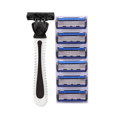 Stainless Seel 6-layer Shaver Blade Manual Shaver for Man 1 Blade Holder 6 Blade Head