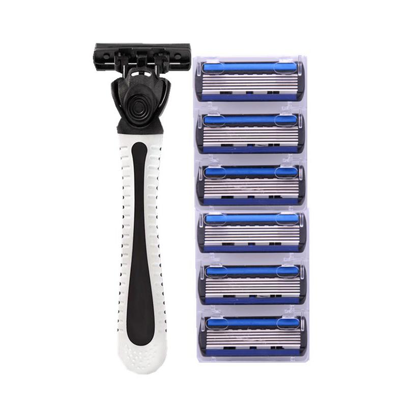 

Stainless Seel 6-layer Shaver Blade Manual Shaver for Man 1 Blade Holder 6 Blade Head