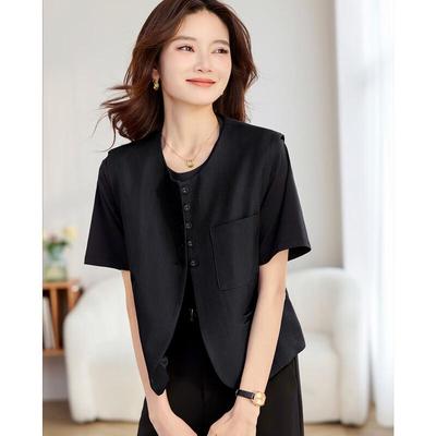 TERRE BLEUE Women's Business Casual Single-Breasted Vest