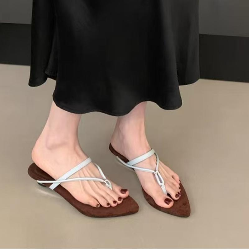 Fashion Pointed Toe Clip Toe Women Flats Slippers Dress Fashion Shoes Summer Designer Woman Sandals 2025 Casual Beach Female Zapatillas