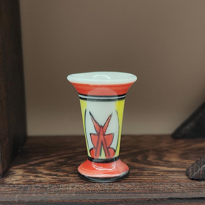1/12 Puppenhaus Mini Gläser Vintage Keramik Bunte Vase Modell Puppe Hause Wohnzimmer Dekor Spielzeug Micro Landschaft Ornament Szene Prop
