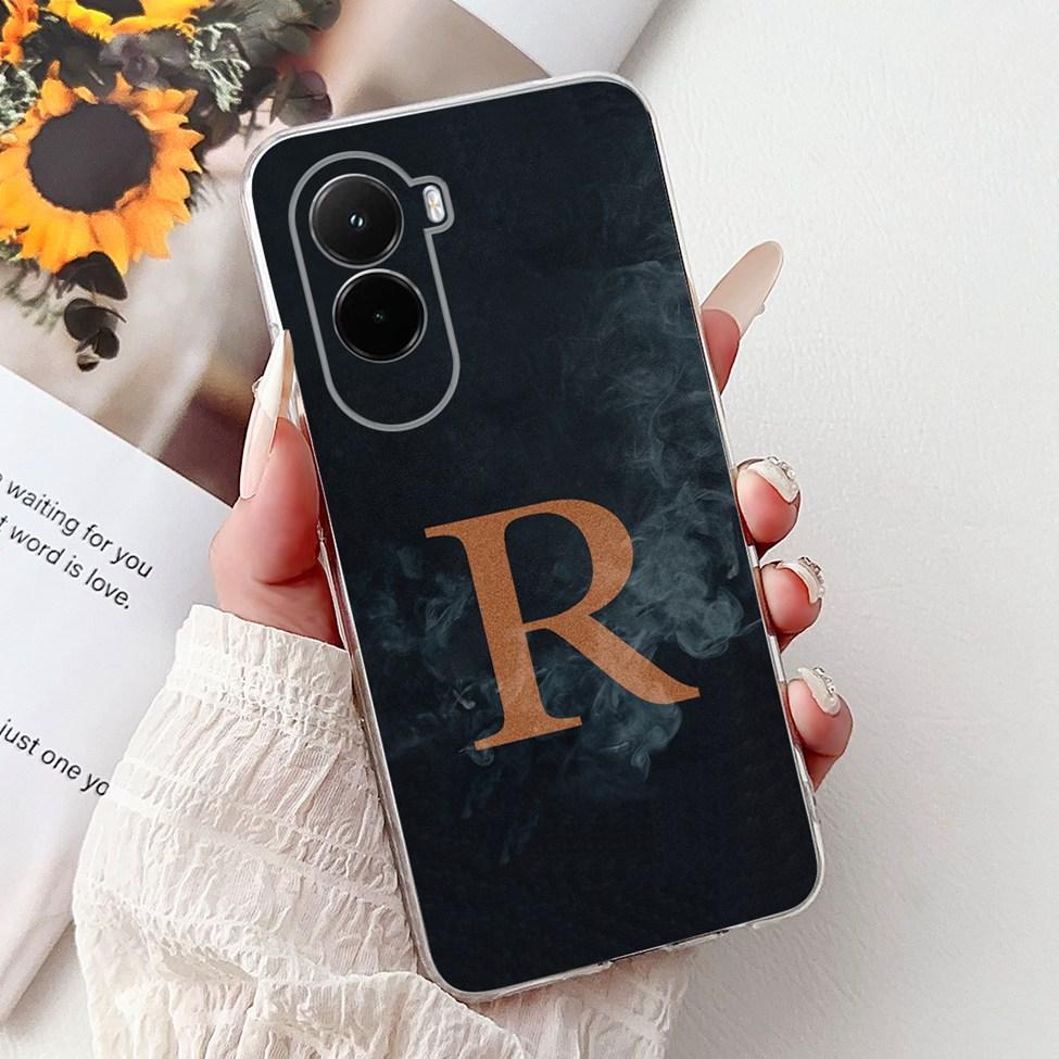 For Xiaomi Poco M7 4G Case Cover Transparent Aesthetic A-Z Letters Fashion Flowers Crown Soft Bumper Casing