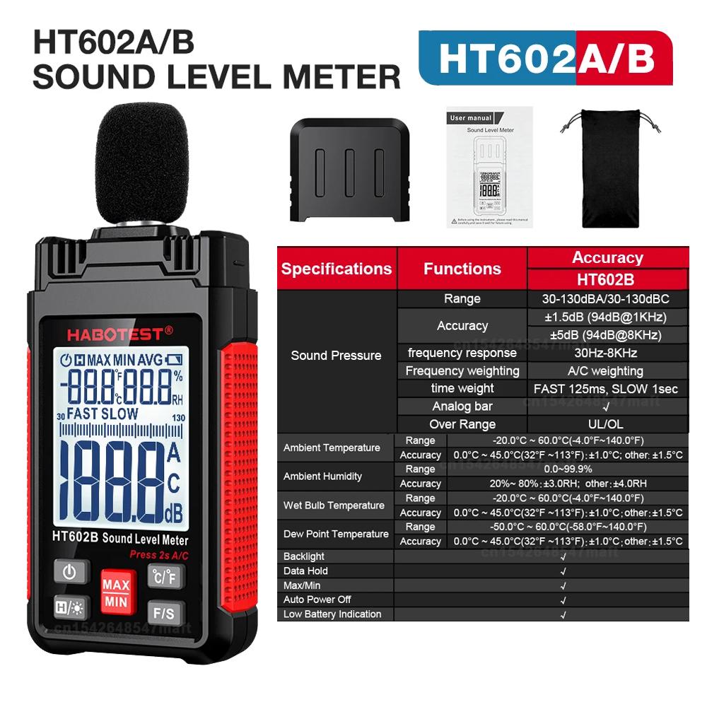 HABOTEST EMF Meter Radiation Detector Sound Level Decibel Meter Gas Detector Temperature Humidity Light Lux Meter Anemometer