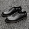 Solid-colored Men's Loafers Casual Half-drag Thick-soled Commuter Boken Shoes Comfortable Insole Height - Increasing Lazy Shoes