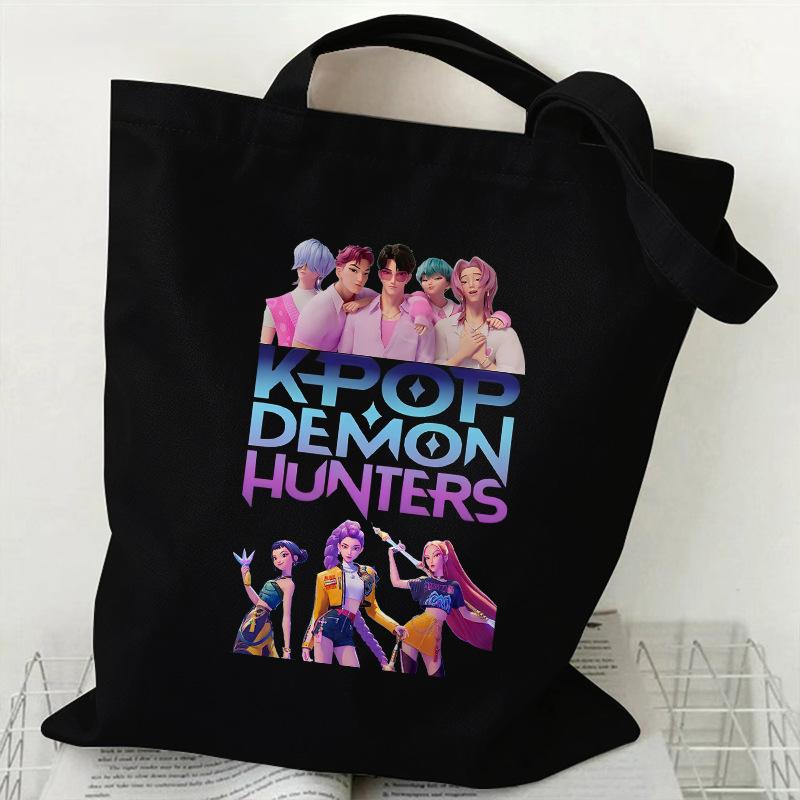 KPOP Demon Hunter Group Printed Canvas Bag Spot Women's Daily Handbag Shopping Bag KTY