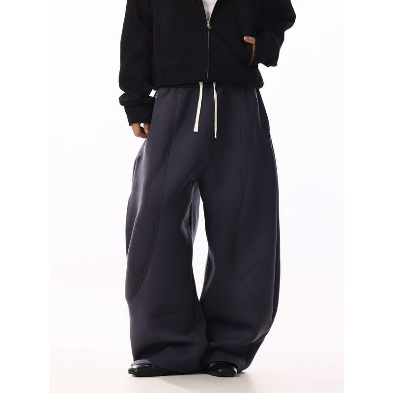 American Retro Deconstructed Design Curved-Leg Sweatpants for Men, High-End Loose-Fitting Versatile Casual Sports Couple Pants