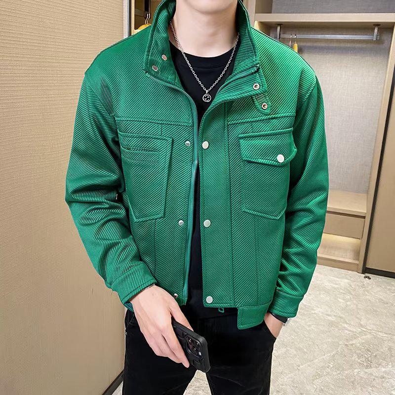 

Стильная свободная мужская куртка 2024 года — уличная мода, вдохновленная Харадзюку, гонконгский и корейский стили для весны и осени 3XL зелёный