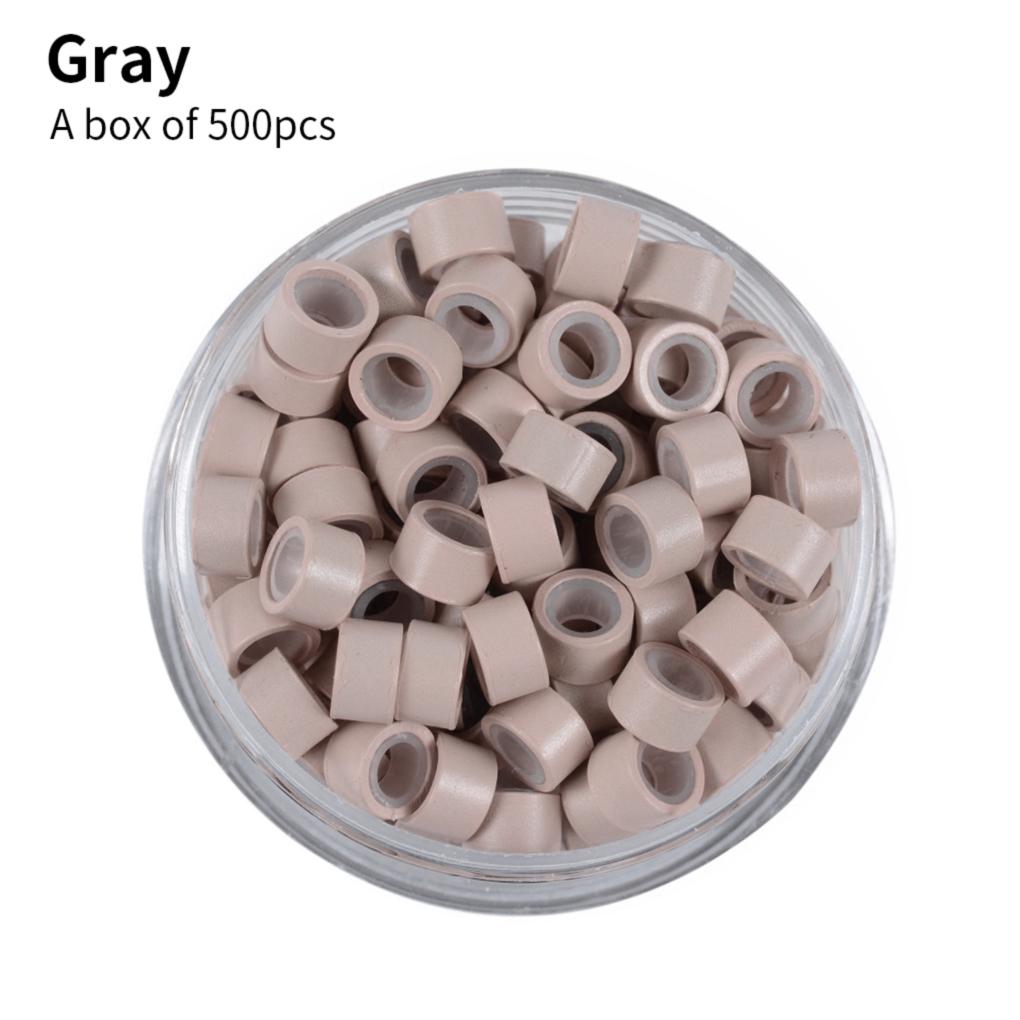 

500Pcs Micro Rings 5mm Silicone Lined Aluminum Link Beads for Hair Extensions Tools