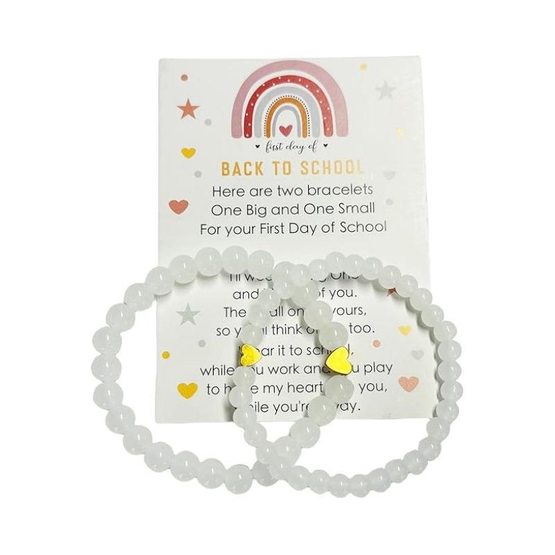 JYL TS Bracelet Parent-Child Elastic  Gold Heart Pendant Fosters Family Harmony