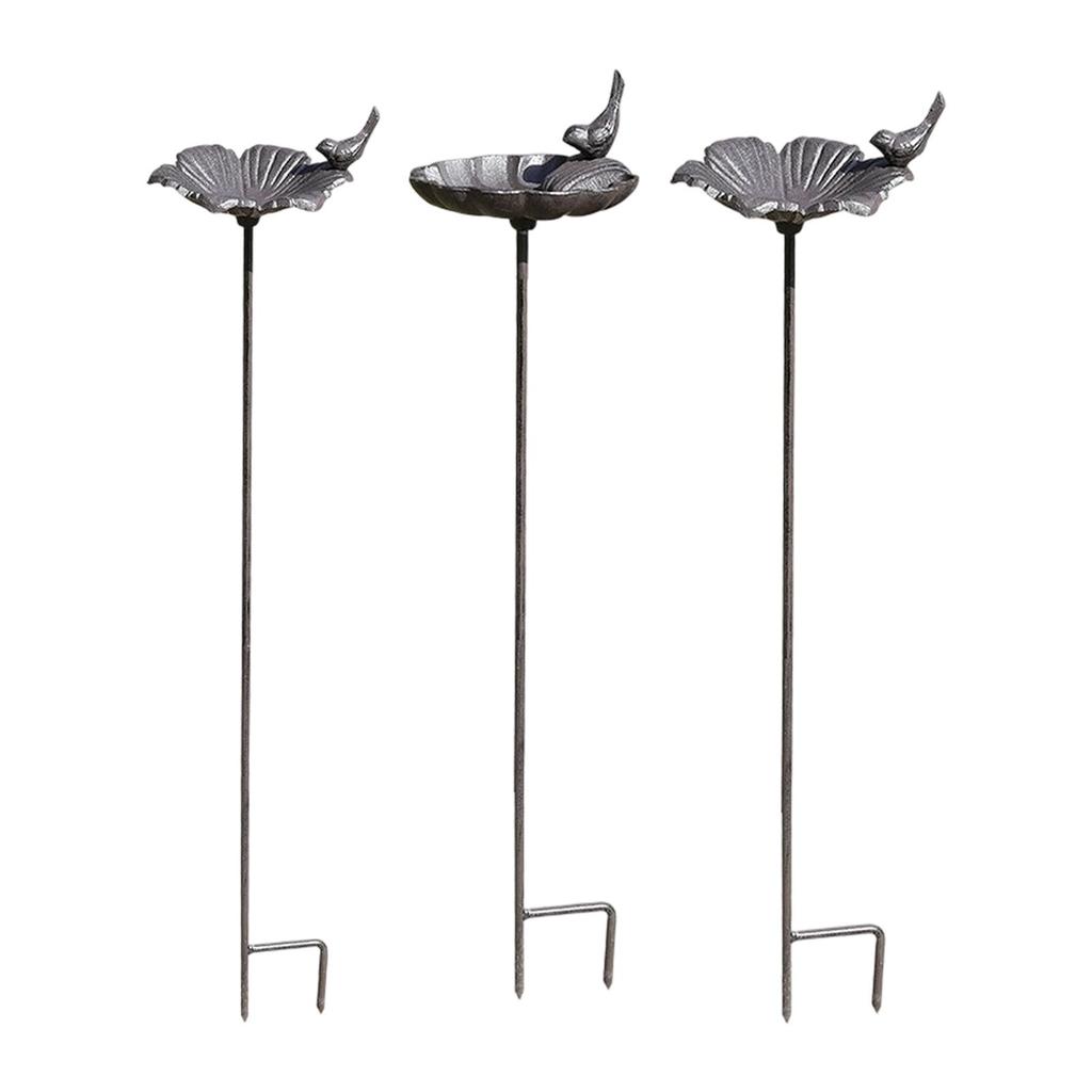 Bird Bath with Stake Iron Outdoor Garden Bird Feeder Bowl for Landscape Lawn Fence Patio Backyard Decor