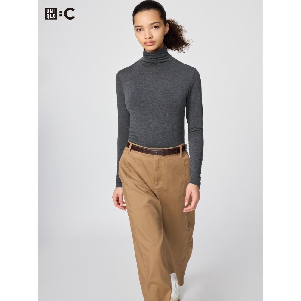 Uniqlo UlTra Warm HeaTTech Cashmere Blend TurTle Neck T Long Sleeve