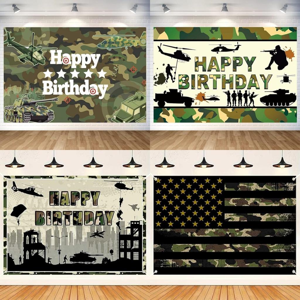 Camouflage Birthday Background Cloth Boy Military Camouflage Camping Military Training Party Decorative Banner Background