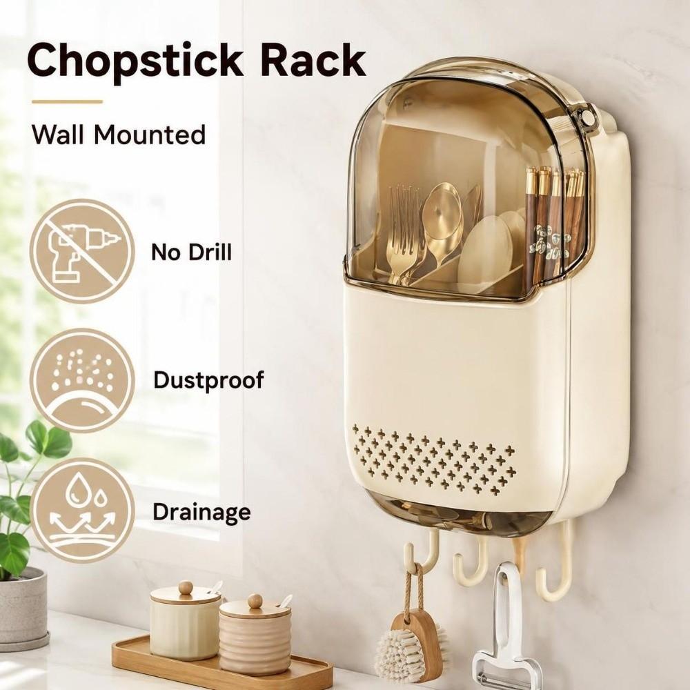 Dustproof Chopstick Rack Wall Mounted Cutlery Organizer Kitchen Storage Box Chopstick Holder Home