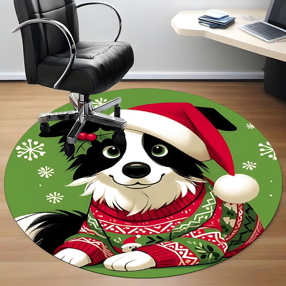 1PC Christmas Pet Office Round Area Rug,  Mat Suitable ForOffice, Under Office Chairs Bedroom Living Room Home Decor, Room Deco