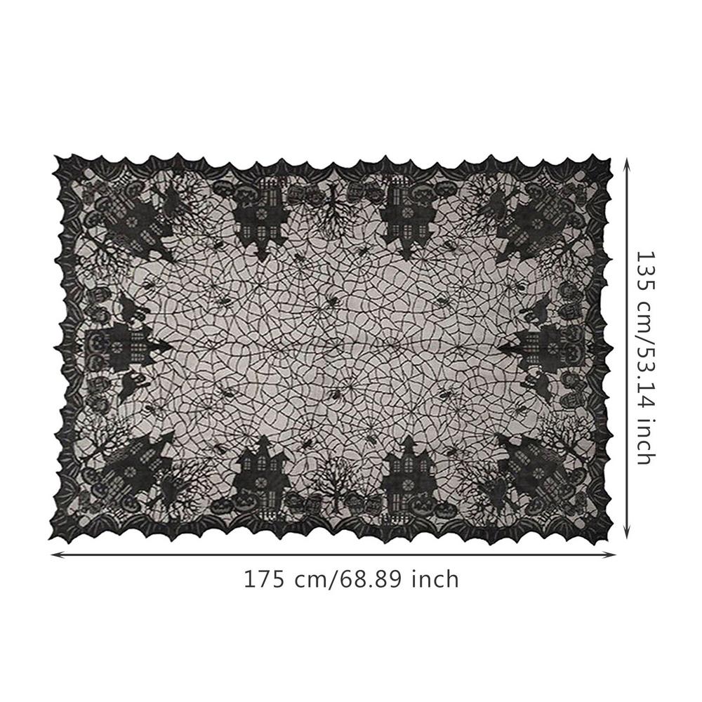 Rectangular Decorative Table Runner Halloween Tablecloth 54x108inch Black Spider Web Tablecloth Event Party Decorations Supplies
