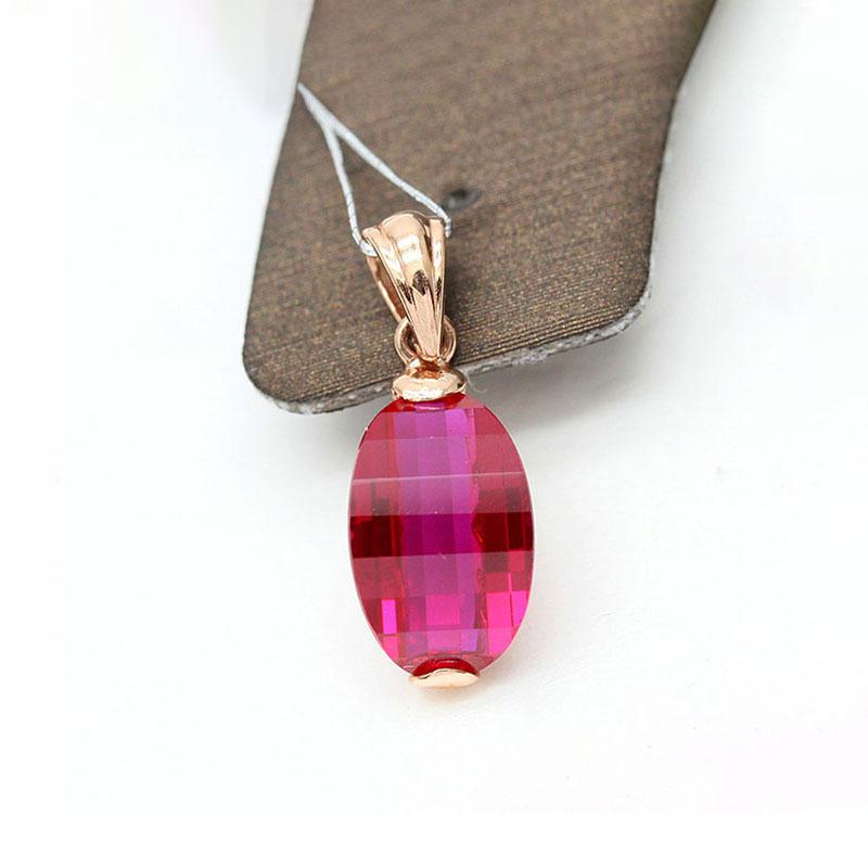 Purple Gold Egg Surface Ruby Pendant Simple Atmosphere Plated Rose Gold Ingot Pendant Jewelry Women