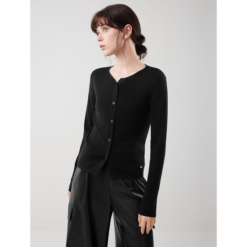 ELLE Women's French Knit Cardigan Sweater